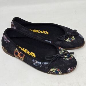 LOUDMOUTH Bella Youth Flat Shoes Sugar Skulls Size 13 M Goth